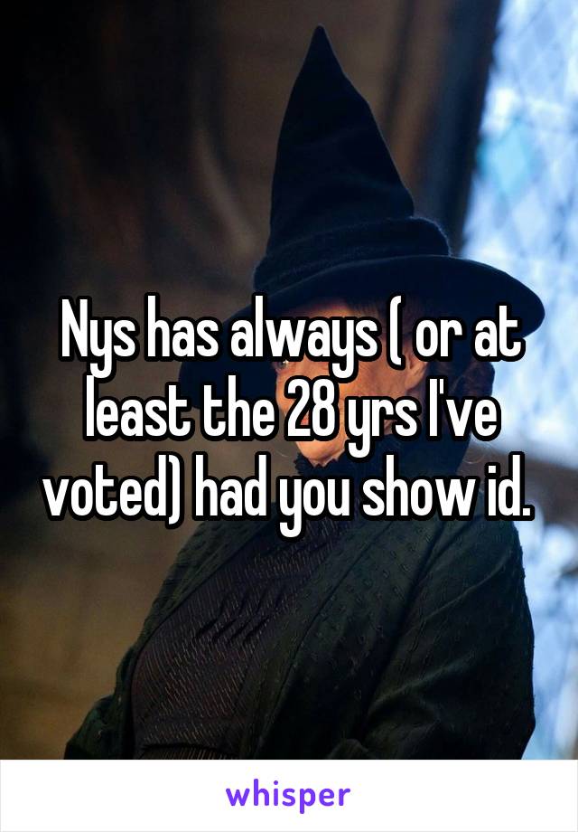 Nys has always ( or at least the 28 yrs I've voted) had you show id. 