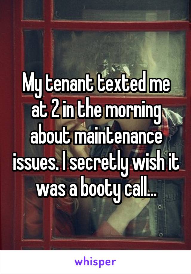 My tenant texted me at 2 in the morning about maintenance issues. I secretly wish it was a booty call...