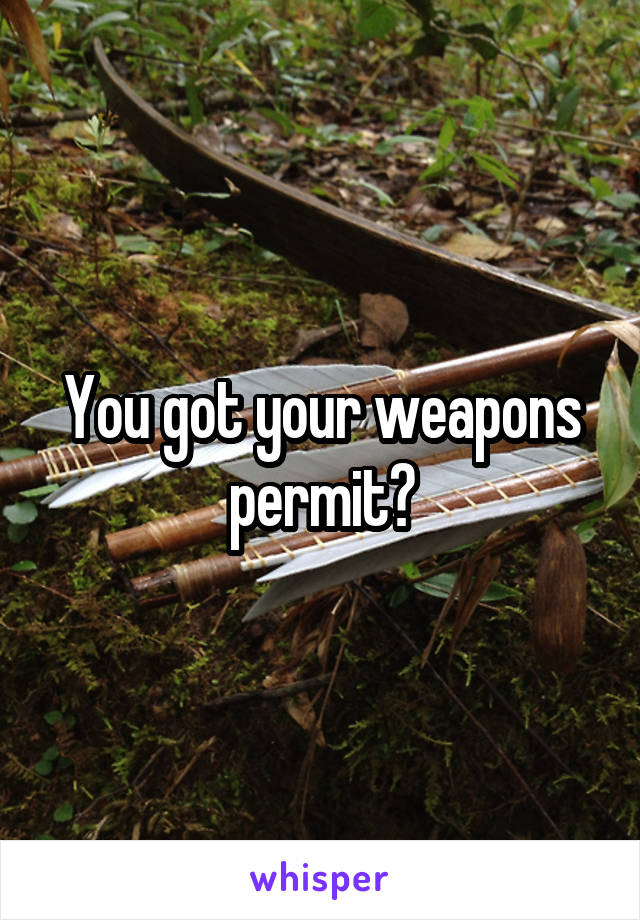 You got your weapons permit?