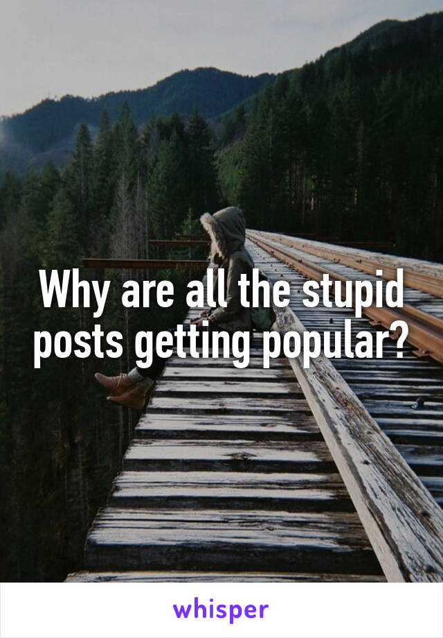 Why are all the stupid posts getting popular?