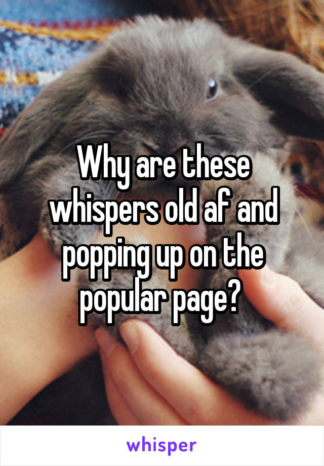 Why are these whispers old af and popping up on the popular page? 