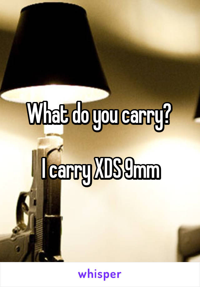 What do you carry? 

I carry XDS 9mm