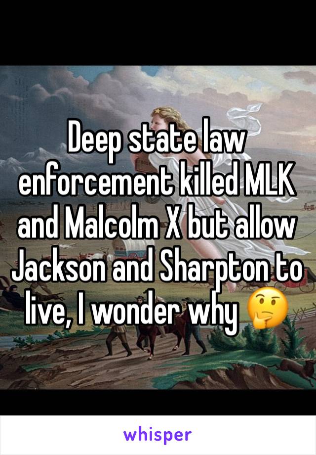 Deep state law enforcement killed MLK and Malcolm X but allow Jackson and Sharpton to live, I wonder why 🤔