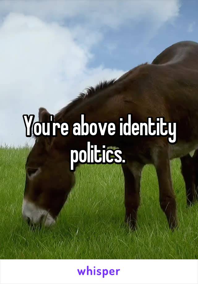 You're above identity politics. 