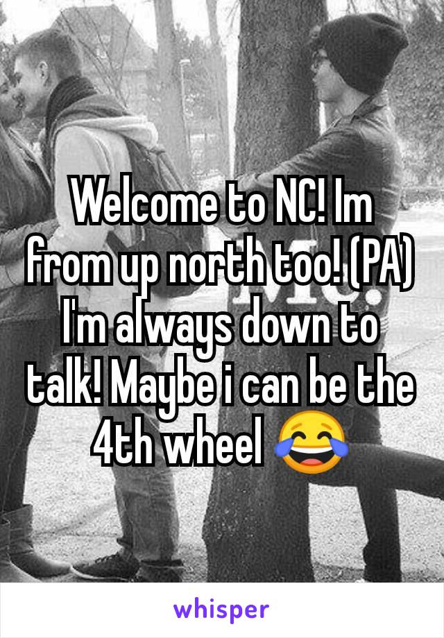 Welcome to NC! Im from up north too! (PA) I'm always down to talk! Maybe i can be the 4th wheel 😂