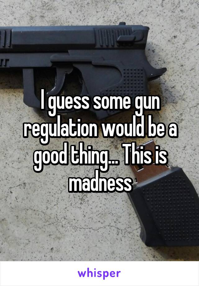 I guess some gun regulation would be a good thing... This is madness