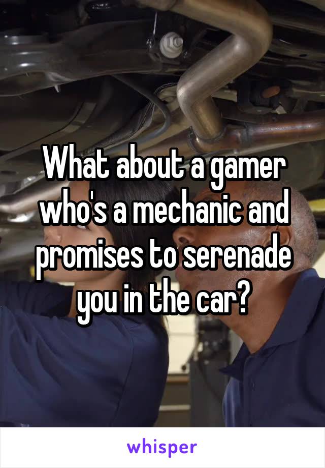 What about a gamer who's a mechanic and promises to serenade you in the car?