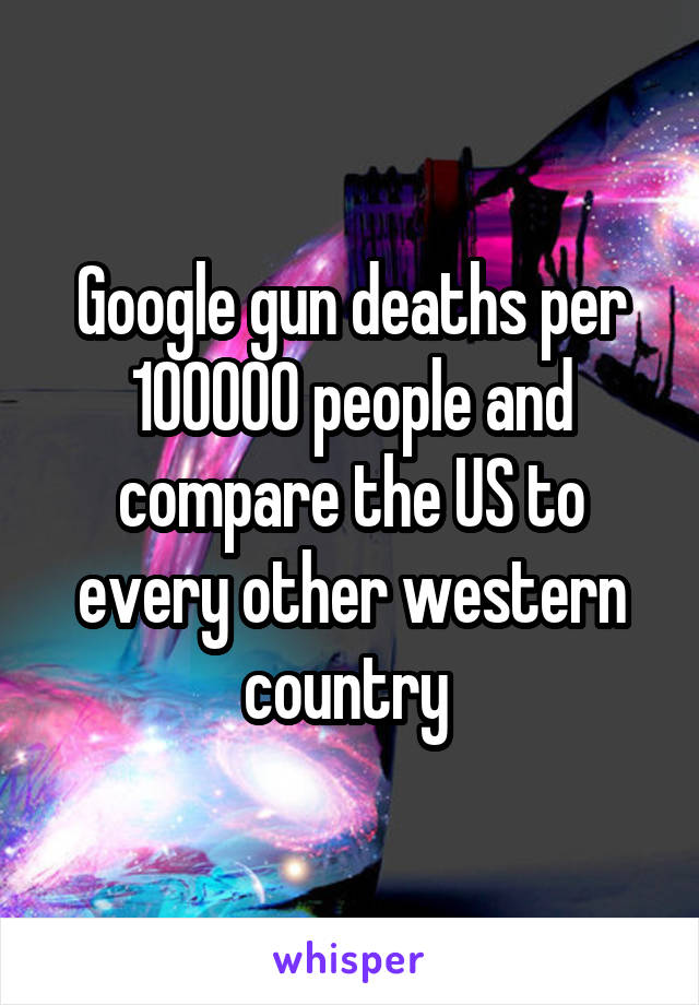 Google gun deaths per 100000 people and compare the US to every other western country 