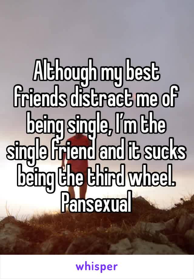 Although my best friends distract me of being single, I’m the single friend and it sucks being the third wheel.
Pansexual 