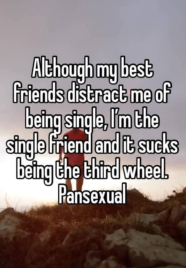 Although my best friends distract me of being single, I’m the single friend and it sucks being the third wheel.
Pansexual 