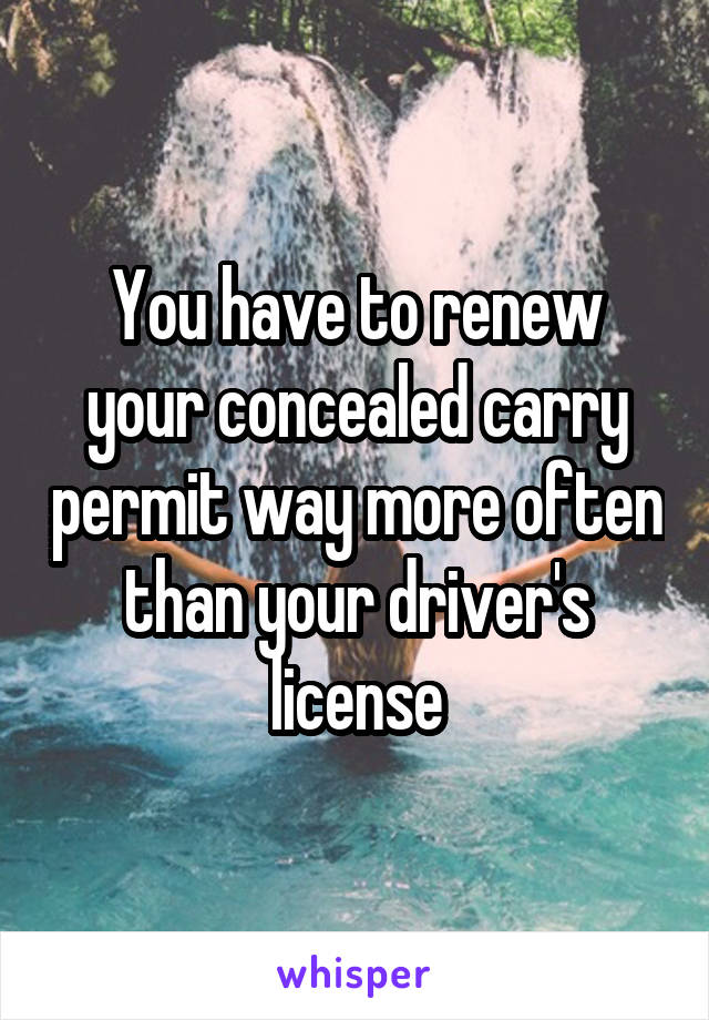 You have to renew your concealed carry permit way more often than your driver's license