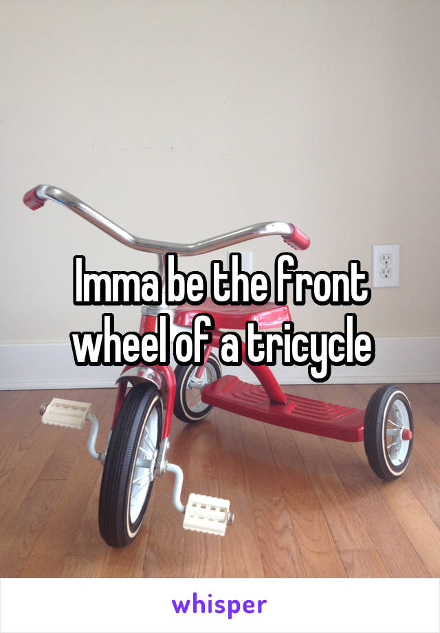 Imma be the front wheel of a tricycle