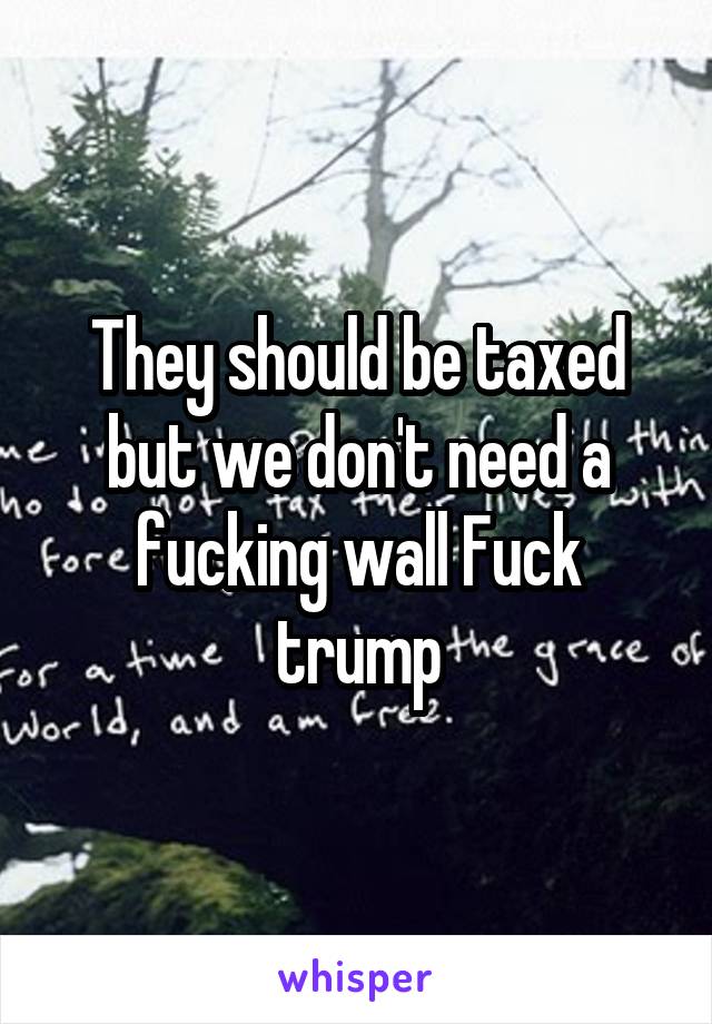 They should be taxed but we don't need a fucking wall Fuck trump