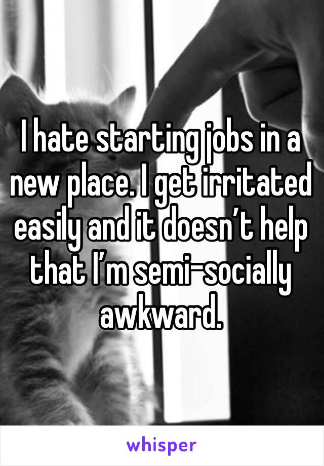 I hate starting jobs in a new place. I get irritated easily and it doesn’t help that I’m semi-socially awkward. 