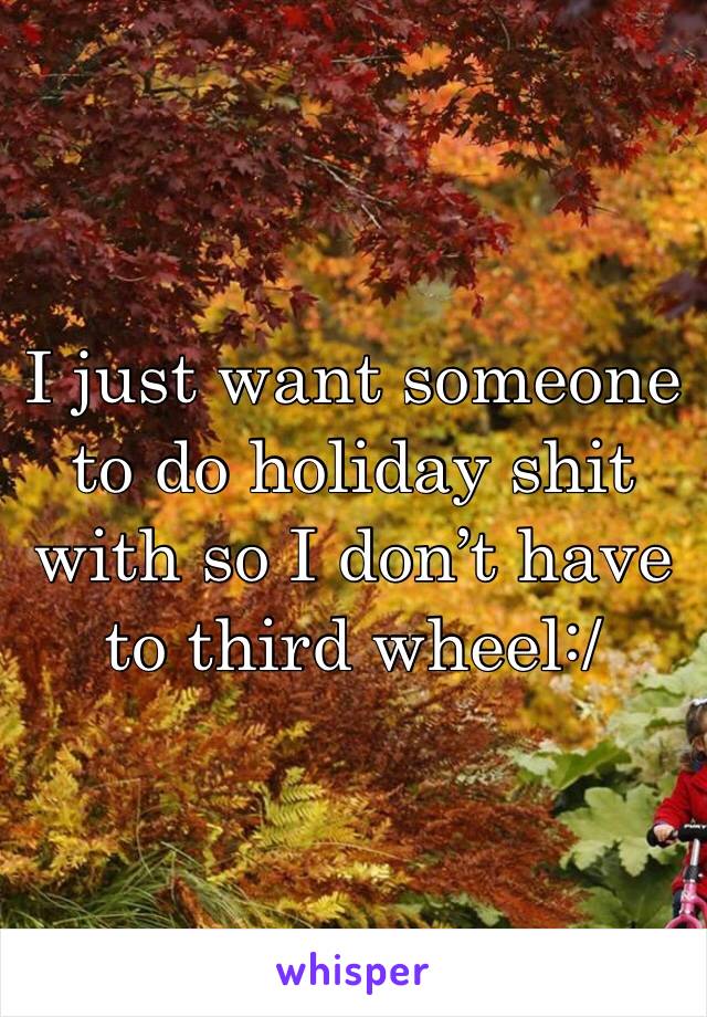 I just want someone to do holiday shit with so I don’t have to third wheel:/ 