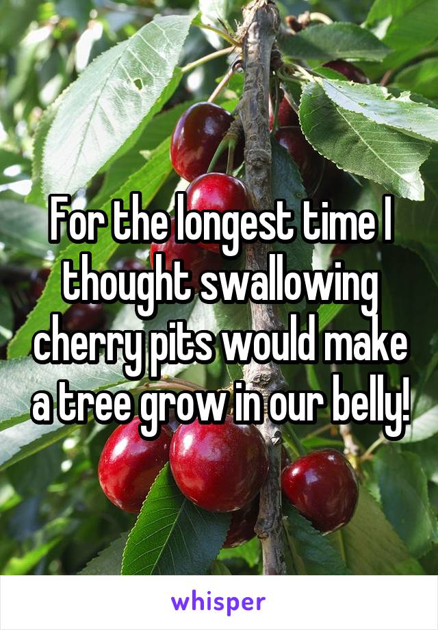 For the longest time I thought swallowing cherry pits would make a tree grow in our belly!