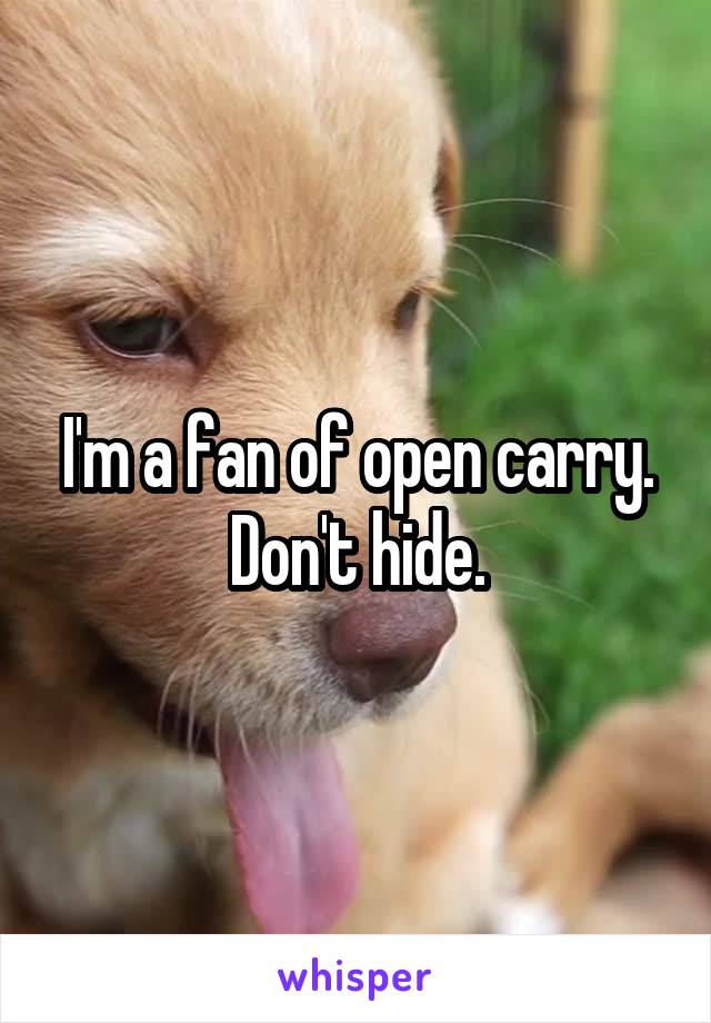 I'm a fan of open carry.
Don't hide.