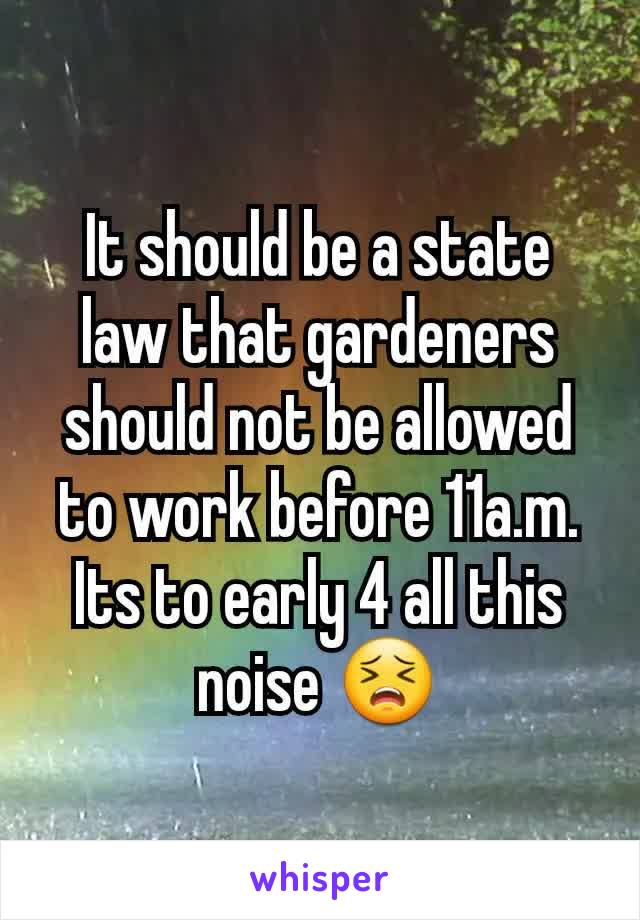 It should be a state law that gardeners should not be allowed to work before 11a.m. Its to early 4 all this noise 😣