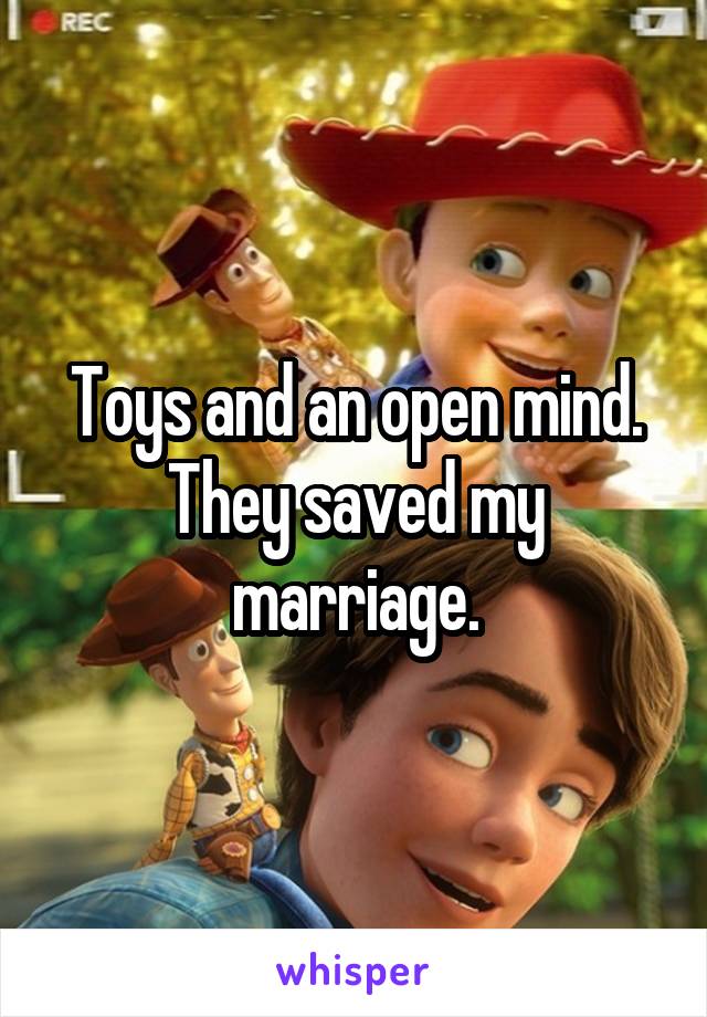 Toys and an open mind. They saved my marriage.