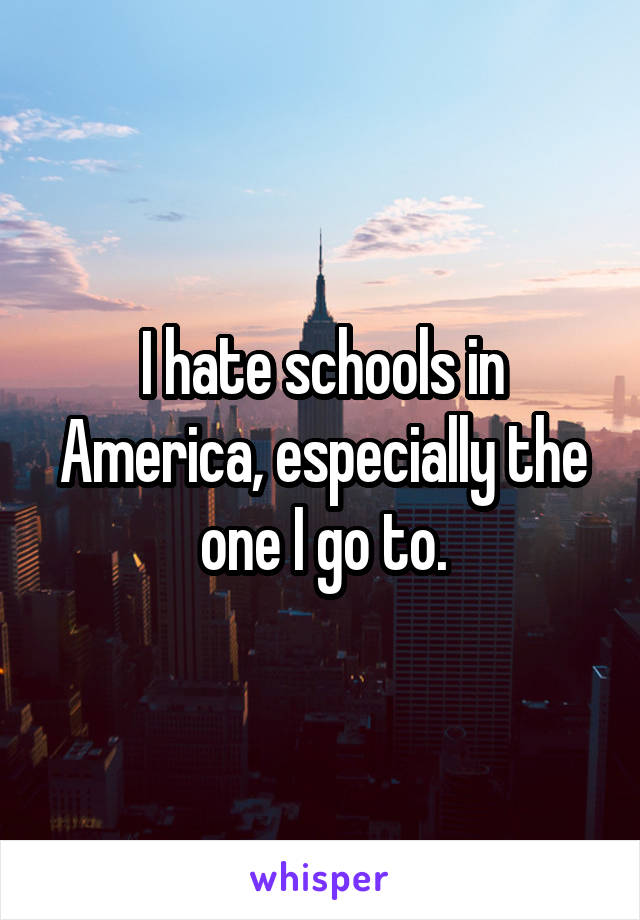 I hate schools in America, especially the one I go to.