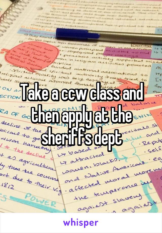 Take a ccw class and then apply at the sheriffs dept