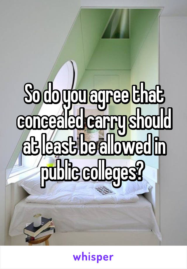 So do you agree that concealed carry should at least be allowed in public colleges? 