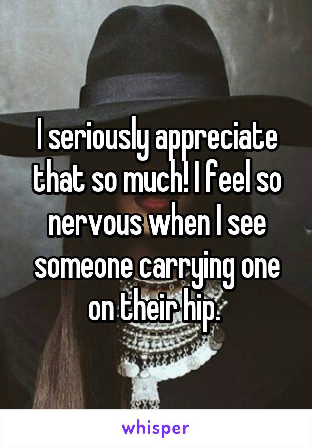 I seriously appreciate that so much! I feel so nervous when I see someone carrying one on their hip. 