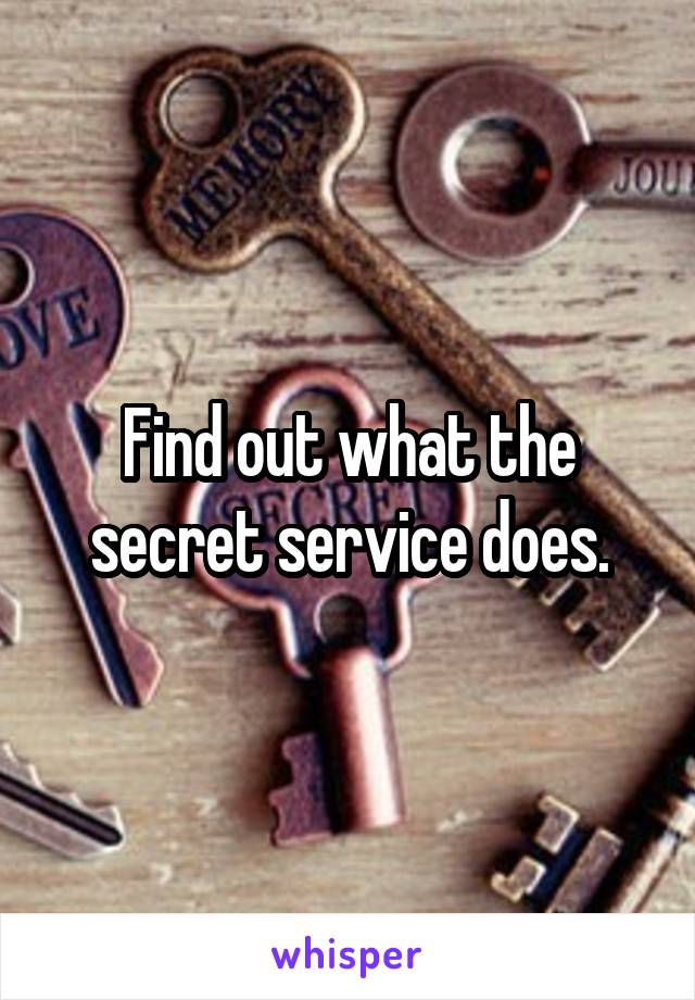 Find out what the secret service does.