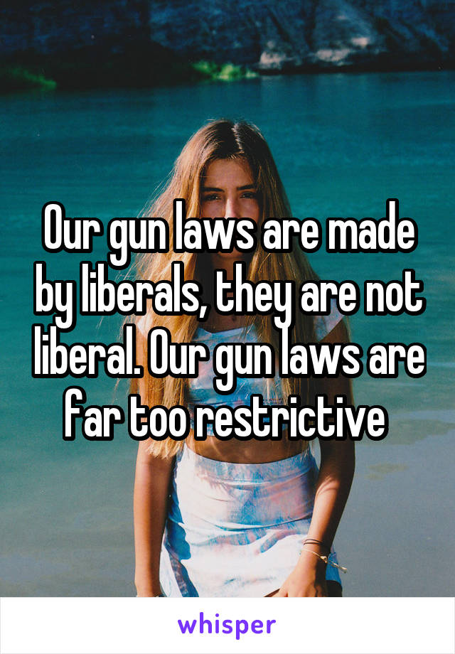 Our gun laws are made by liberals, they are not liberal. Our gun laws are far too restrictive 