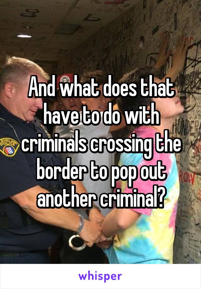 And what does that have to do with criminals crossing the border to pop out another criminal?