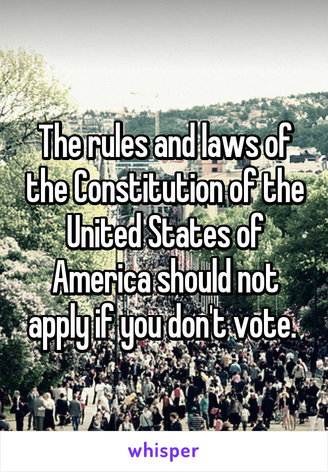 The rules and laws of the Constitution of the United States of America should not apply if you don't vote. 