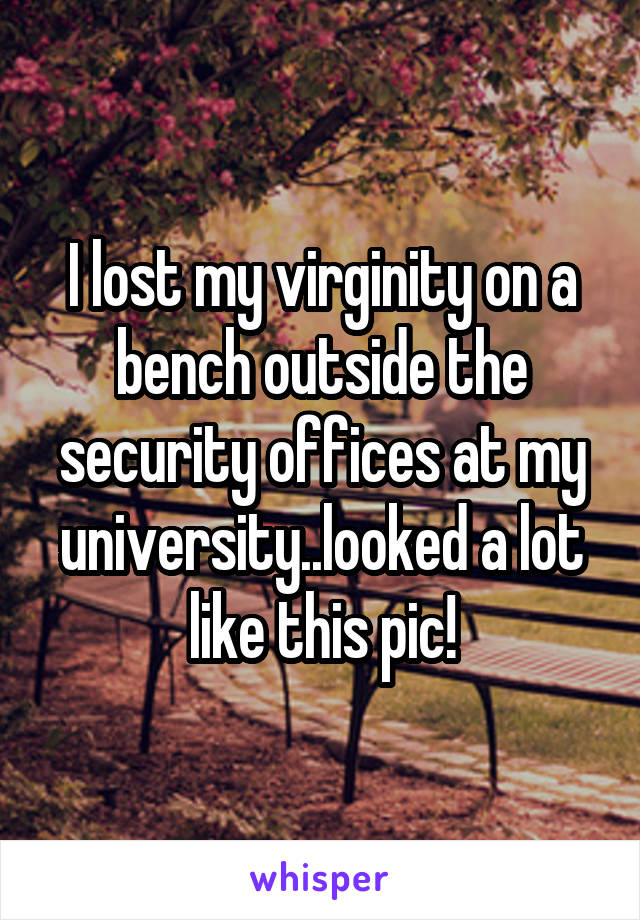 I lost my virginity on a bench outside the security offices at my university..looked a lot like this pic!