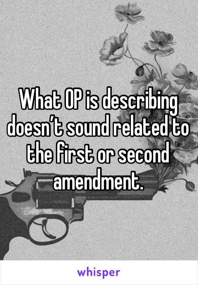 What OP is describing doesn’t sound related to the first or second amendment.