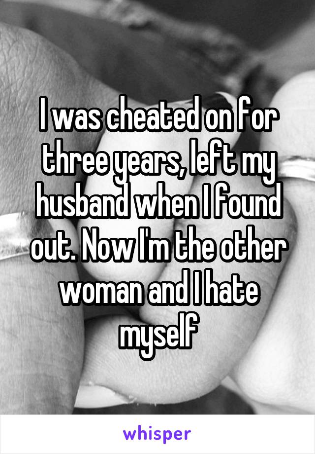 I was cheated on for three years, left my husband when I found out. Now I'm the other woman and I hate myself