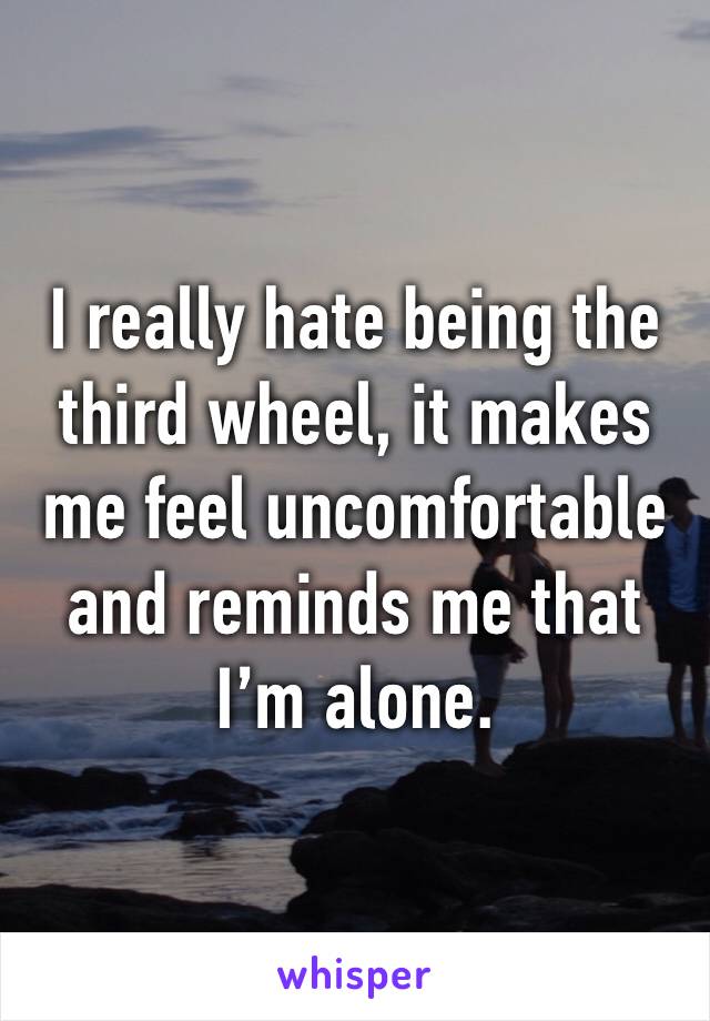 I really hate being the third wheel, it makes me feel uncomfortable and reminds me that I’m alone.