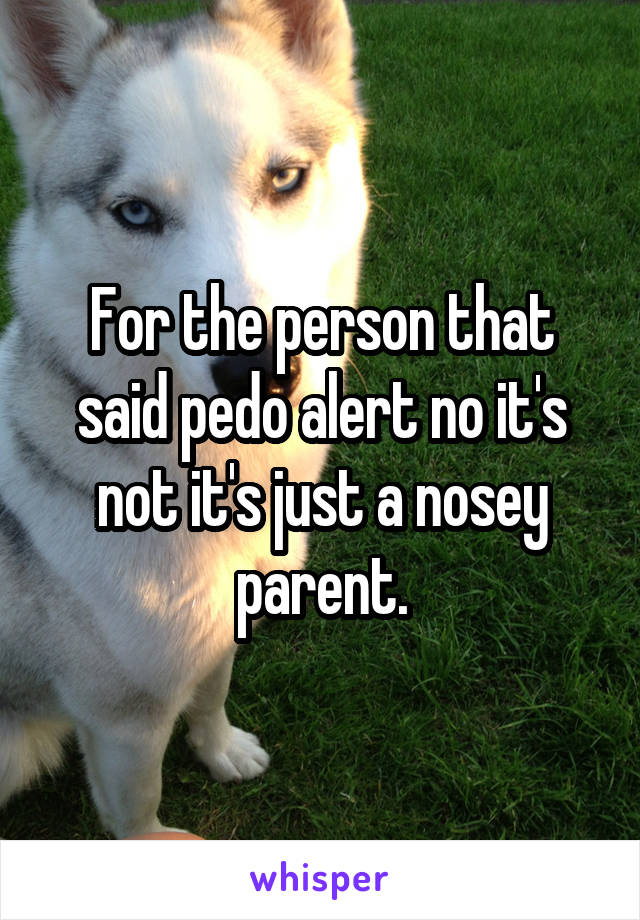 For the person that said pedo alert no it's not it's just a nosey parent.