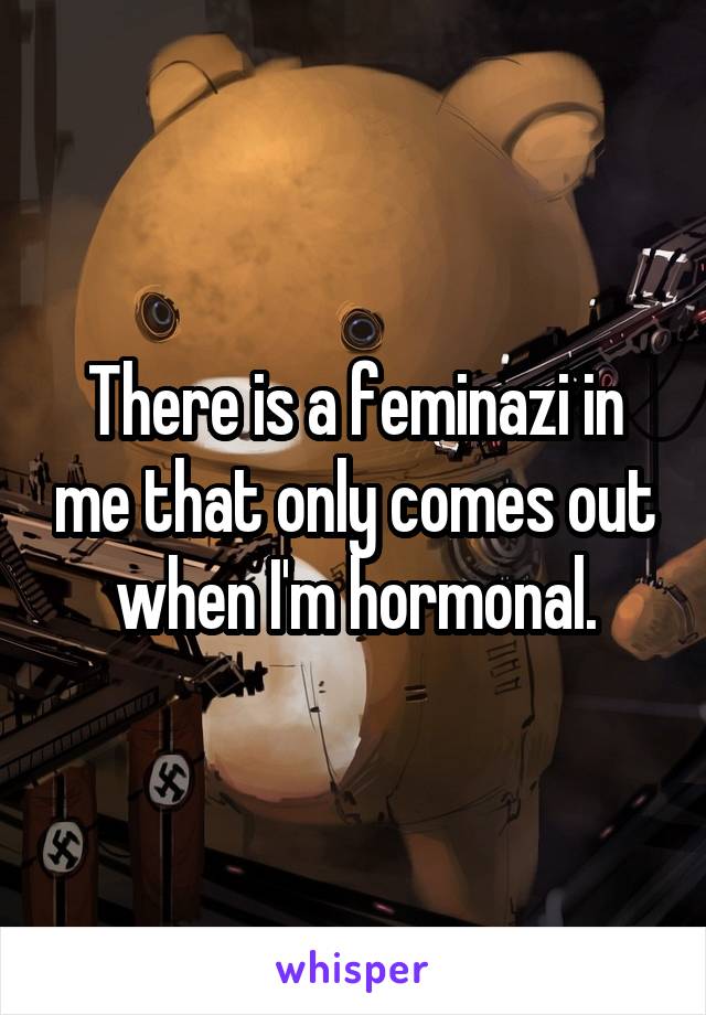 There is a feminazi in me that only comes out when I'm hormonal.