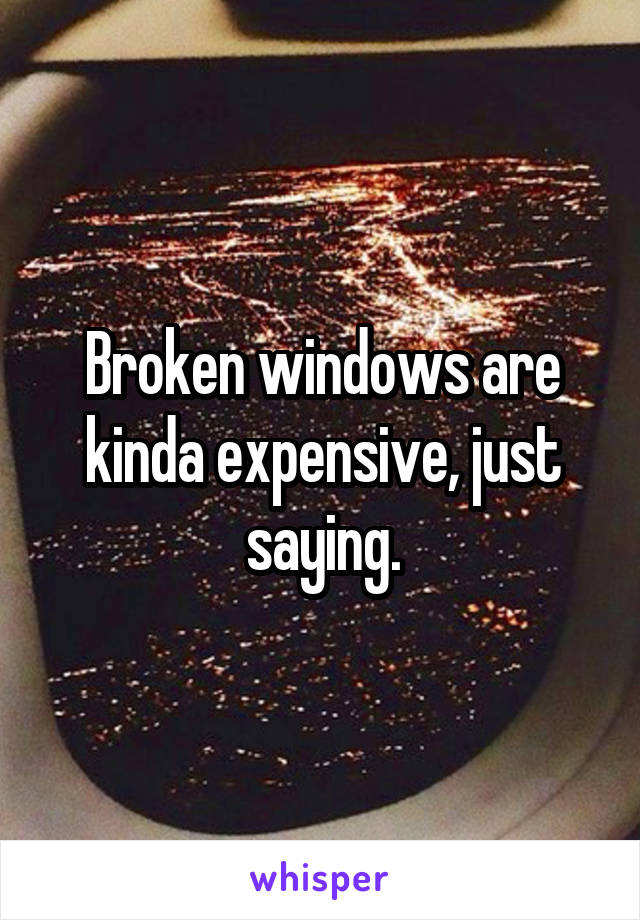 Broken windows are kinda expensive, just saying.