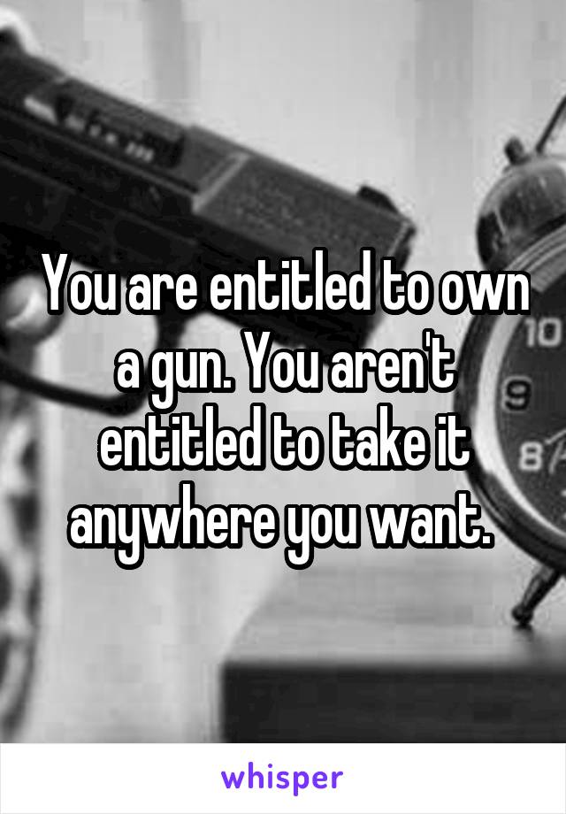 You are entitled to own a gun. You aren't entitled to take it anywhere you want. 