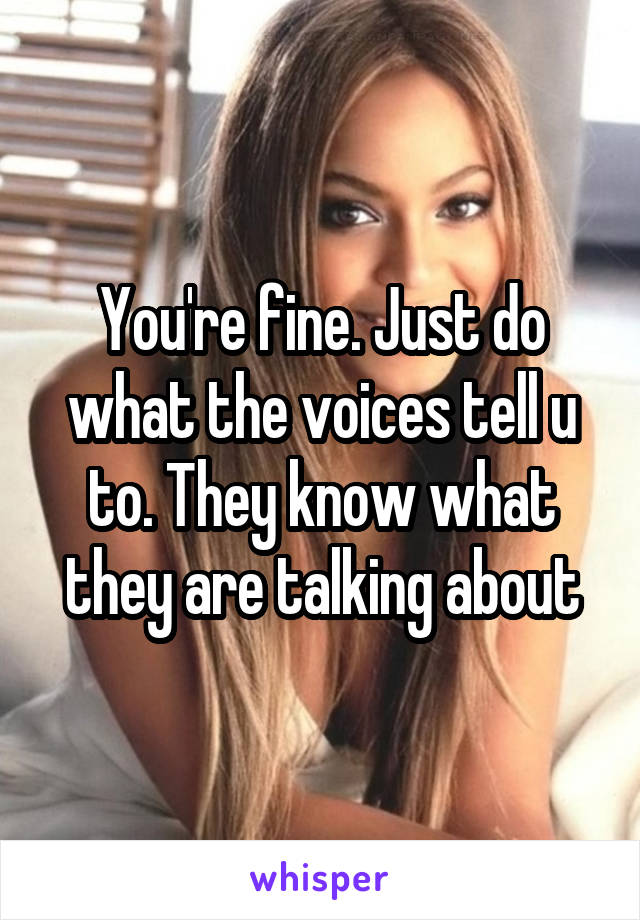 You're fine. Just do what the voices tell u to. They know what they are talking about