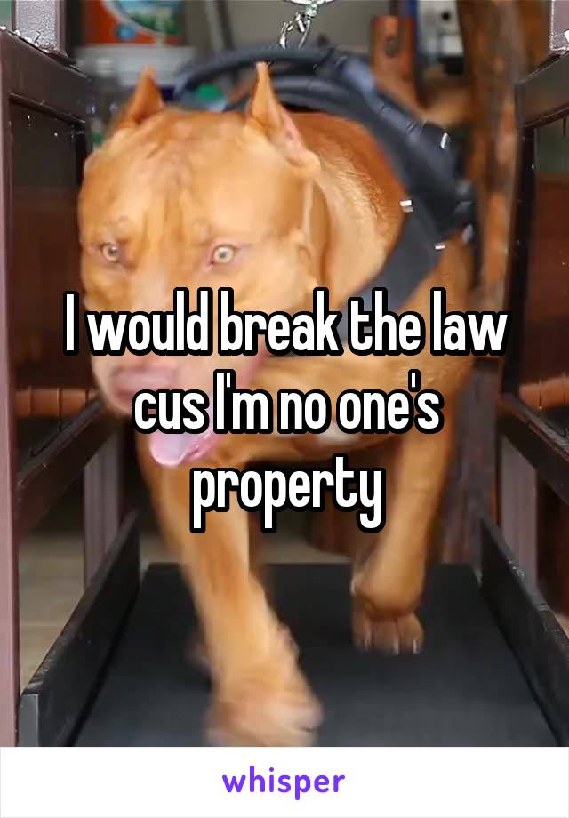 I would break the law cus I'm no one's property