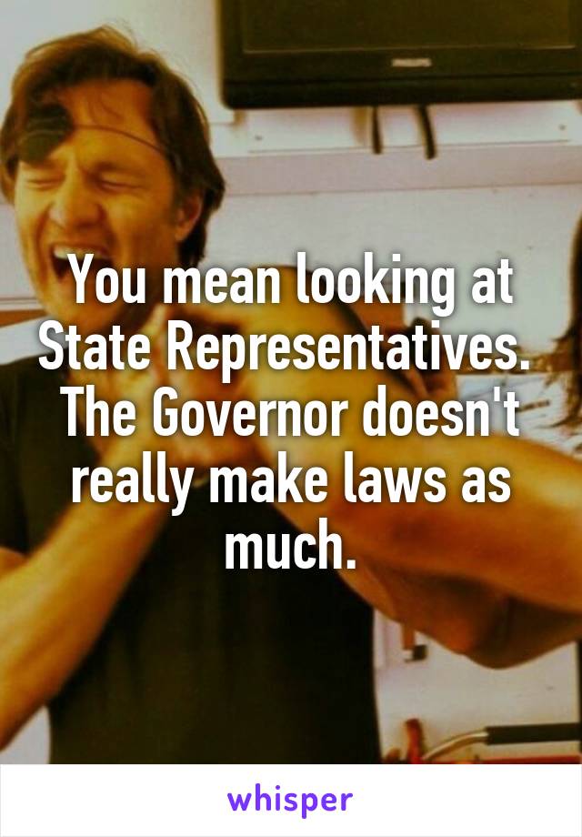 You mean looking at State Representatives.  The Governor doesn't really make laws as much.