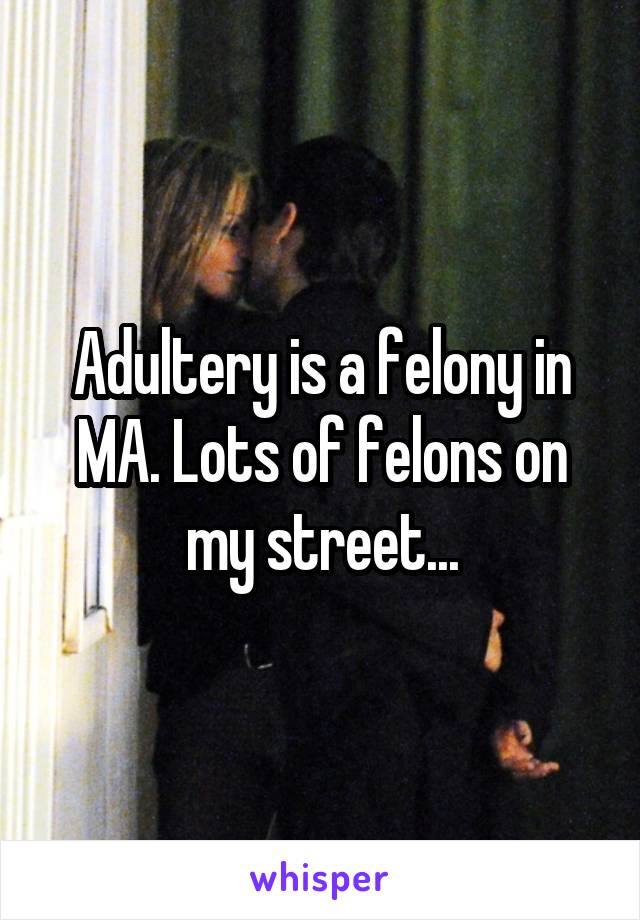 Adultery is a felony in MA. Lots of felons on my street...