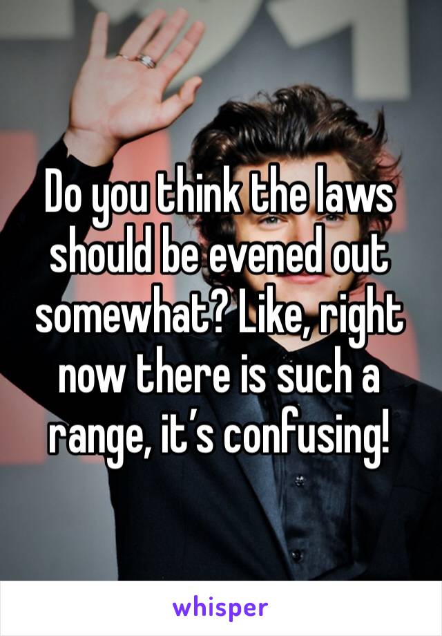 Do you think the laws should be evened out somewhat? Like, right now there is such a range, it’s confusing!