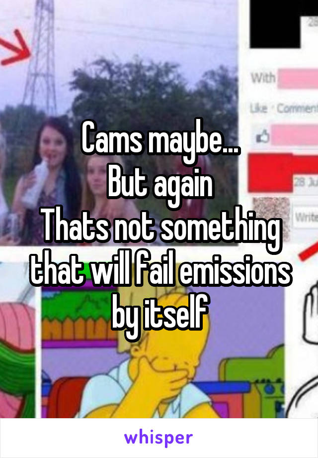 Cams maybe...
But again
Thats not something that will fail emissions by itself