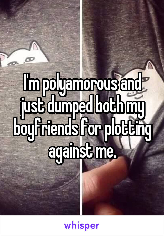 I'm polyamorous and just dumped both my boyfriends for plotting against me.