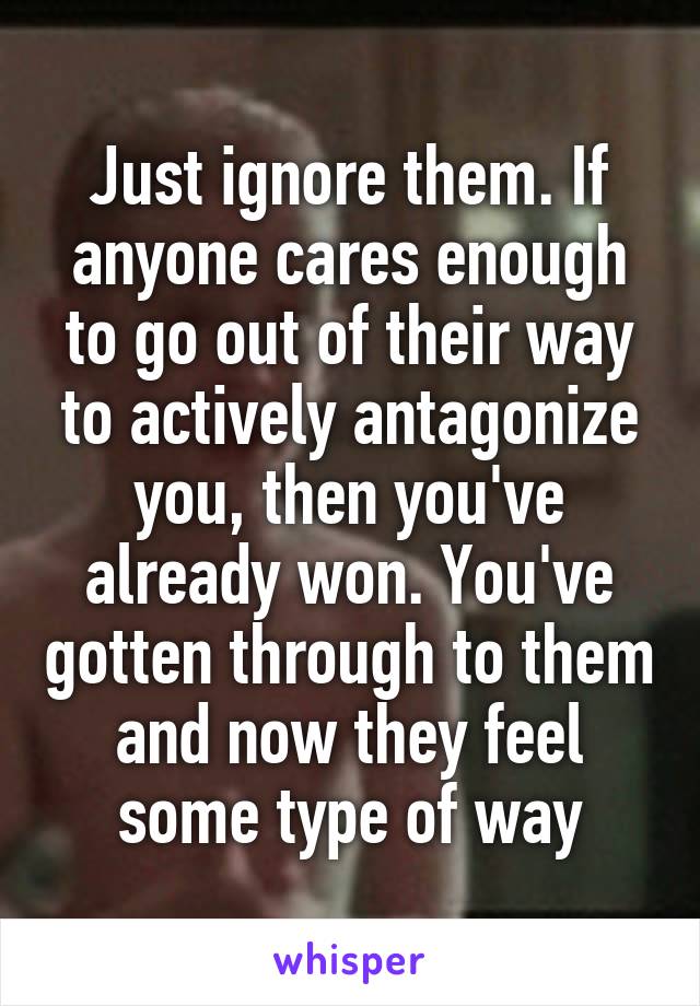 Just ignore them. If anyone cares enough to go out of their way to actively antagonize you, then you've already won. You've gotten through to them and now they feel some type of way