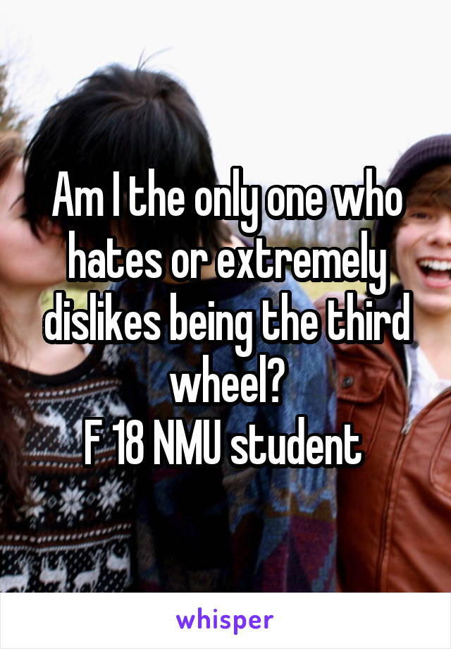 Am I the only one who hates or extremely dislikes being the third wheel?
F 18 NMU student 