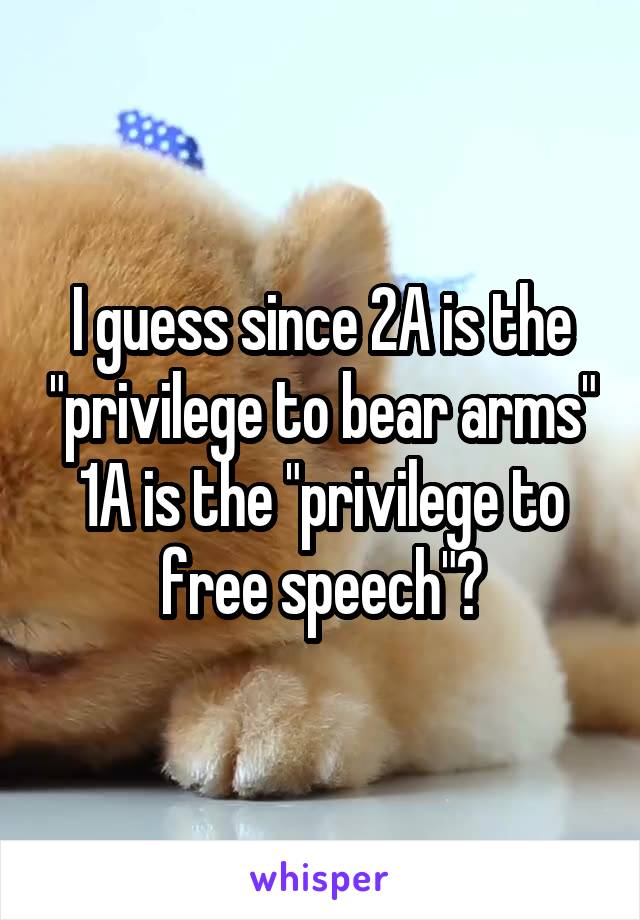 I guess since 2A is the "privilege to bear arms"
1A is the "privilege to free speech"?