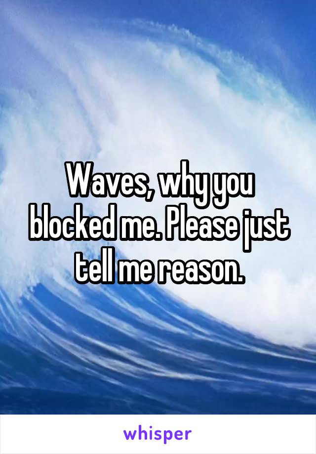 Waves, why you blocked me. Please just tell me reason.